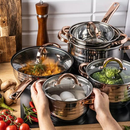 Klausberg 7700 - 12-teiliges Topfset - Kochtöpfe - 16-16-18-20-24-24 cm - mit Deckel