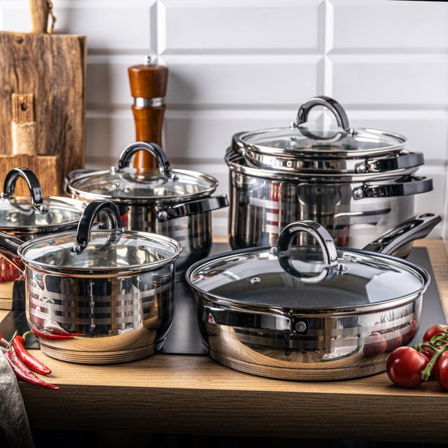 Klausberg 7702 - 12-teiliges Topfset - Kochtöpfe - 16-16-18-20--24-24 cm - mit Deckel