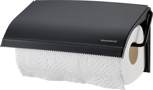 Klausberg - Keukenrolhouder - metaal - 25 x 13.5 x 2 cm - Zwart