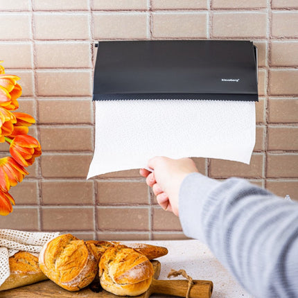 Klausberg - Keukenrolhouder - metaal - 25 x 13.5 x 2 cm - Zwart