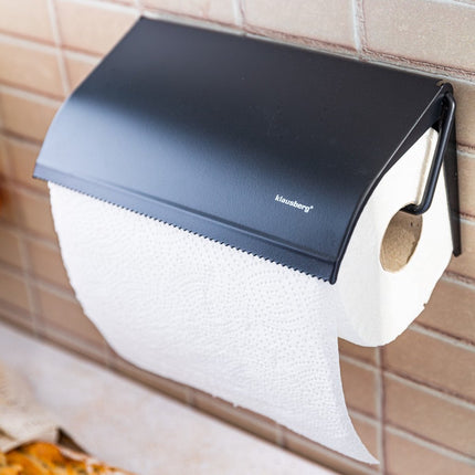 Klausberg - Keukenrolhouder - metaal - 25 x 13.5 x 2 cm - Zwart