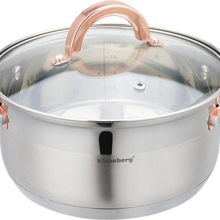 Klausberg 7728 - stoompan - 3 delig - 20 cm - rvs - alle warmtebronnen