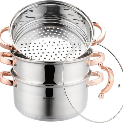 Klausberg 7732 - Dampfgarer - 4-teilig - 22 cm - Edelstahl - alle Herdarten