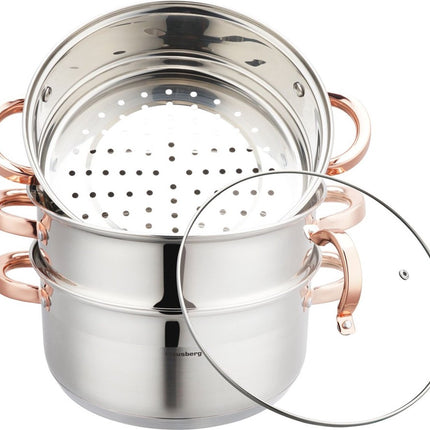 Klausberg 7735 - Dampfgarer - 4-teilig - 24 cm - 5 Liter - Edelstahl - alle Herdarten