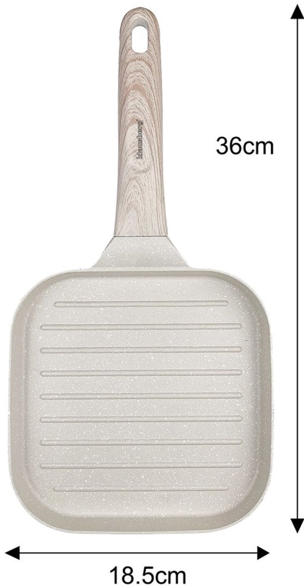 Klausberg 7812 grillpan – beige, houten handvat, 36 x 18 cm, ook voor inductie – foto 2
