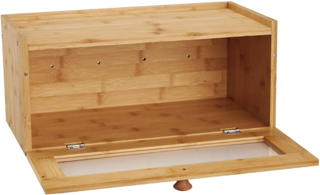 KLAUSBERG Bamboe Brooddoos Met Acryl Front - 40x24,5x19 cm - Natuurlijke Broodopslag - KB-7924 - Broodtrommel - Brood vershouddoos