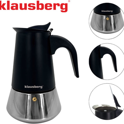 Klausberg Espressokocher KB-7847 – 12 Tassen – Edelstahl – Induktionsgeeignet - Espresso Maker - 600ml - Espressokanne