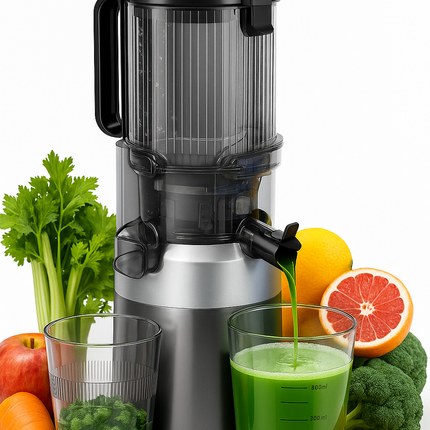 Klausberg KB-7881 Slowjuicer – Groenten- en Fruitpers | Cold Press | Brede XXL 113mm Invoer | RVS Behuizing | Stille Werking