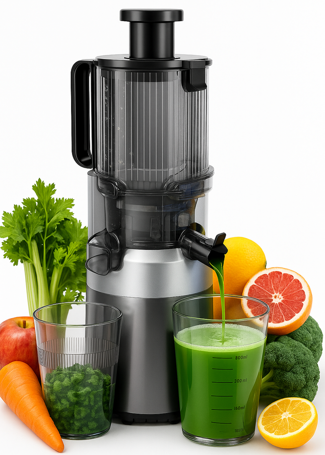 Klausberg KB-7881 Slowjuicer – Groenten- en Fruitpers | Cold Press | Brede XXL 113mm Invoer | RVS Behuizing | Stille Werking