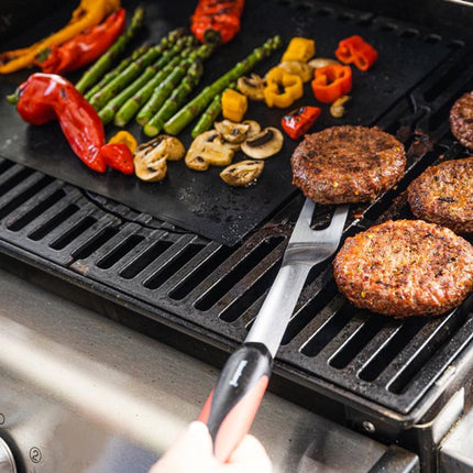 Klausberg KB-7899 Grillset - 3-teiliges Grillbesteck Set Edelstahl mit Kunststoffgriffen (Pfannenwender, Gabel & Zange) - Tolles Geschenkset für Kamado / Weber Liebhaber!