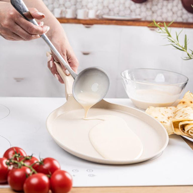 Klausberg KB-7958 Pannenkoekenpan 24 cm | Marmer Anti-aanbaklaag | Geschikt voor Inductie | Crème | Crepepan