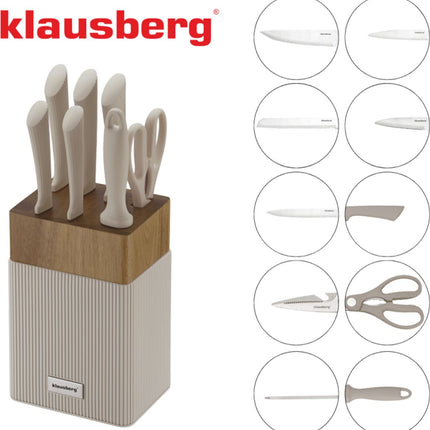 Klausberg KB-7984 8-teiliges Messerset - Messerblock aus Akazienholz - Edelstahl inklusive Wetzstab - Brotmesser - Kochmesser - Fleischmesser -