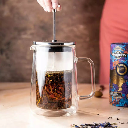 Klausberg KB7685 - Kaffeepresse und Teebereiter - 0,60 Liter - Doppelwandiges Glas - Edelstahl und Borosilikatglas - Geeignet für Kaffee, Tee und Kräuter