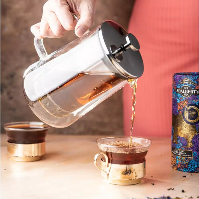 Klausberg KB7685 - Piston Koffie- en Theezetter - 0,60 Liter - Dubbelwandig Glas - RVS en Boorosilicaat Glas - Geschikt voor Koffie, Thee en Kruiden