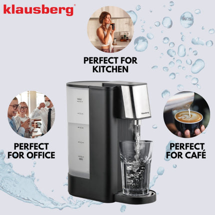 Klausberg KB7877 Heißwasserspender – 2,5 Liter – Schwarz & Edelstahl – 2600W – Sofort kochendes Wasser in 5 Sekunden – Heißwasserspender – Wasserkocher –