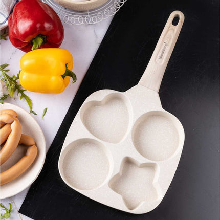 Klausberg Marmor-Ei- und Pfannkuchenpfanne mit 4 Fächern – Antihaftbeschichtet, kreative Formen, 19x19 cm