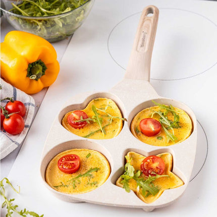 Klausberg Marmor-Ei- und Pfannkuchenpfanne mit 4 Fächern – Antihaftbeschichtet, kreative Formen, 19x19 cm