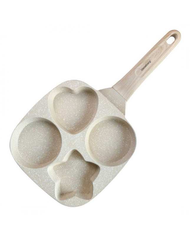 Klausberg Marmeren Eier- en Pannenkoekenpan met 4 Secties – Anti-aanbak, Creatieve Vormen, 19x19 cm