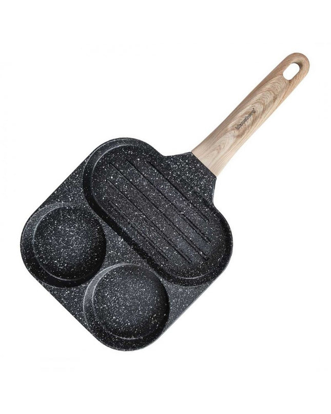 Klausberg Marmor-Pfanne mit 3 Abschnitten – Antihaftbeschichtet, Grillfunktion, für alle Herdarten geeignet