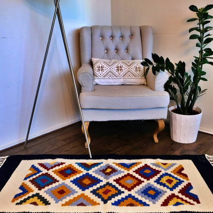 Handgewebter Kelim-Teppich – 100 % ägyptische Wolle Kelim – 70x150cm – Senon