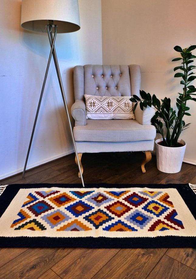 Handgewebter Kelim-Teppich – 100 % ägyptische Wolle Kelim – 70x150cm – Senon