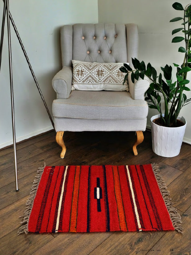 Handgewebter Kelim-Teppich / Teppich – 100% Wolle Kelim – 60x80cm – Beduinen