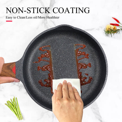 Koekenpan - wokpan - hapjespan inductie krasbestendig coating - zwart- PFOA free