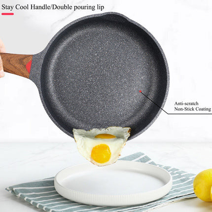 Koekenpan - wokpan - hapjespan inductie krasbestendig coating - zwart- PFOA free