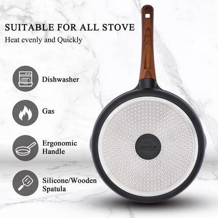Koekenpan - wokpan - hapjespan inductie krasbestendig coating - zwart- PFOA free