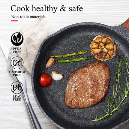 Koekenpan - wokpan - hapjespan inductie krasbestendig coating - zwart- PFOA free