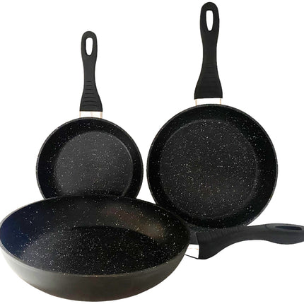 Geschmiedetes gehärtetes Aluminium - Induktionspfannenset - 3-teilig - Hard Marble Antihaftbeschichtung - Ø 20, 24 & 28 cm - Bratpfanne - PFOA-NICKEL FREI