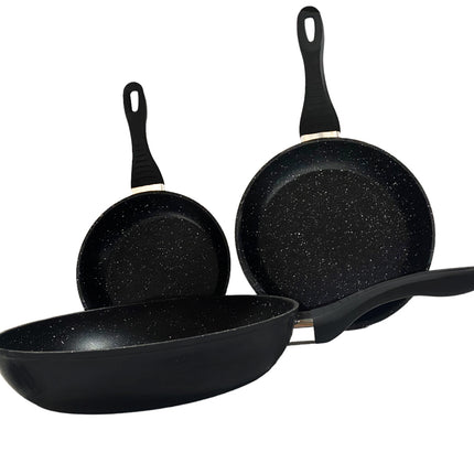 Geschmiedetes gehärtetes Aluminium - Induktionspfannenset - 3-teilig - Hard Marble Antihaftbeschichtung - Ø 20, 24 & 28 cm - Bratpfanne - PFOA-NICKEL FREI