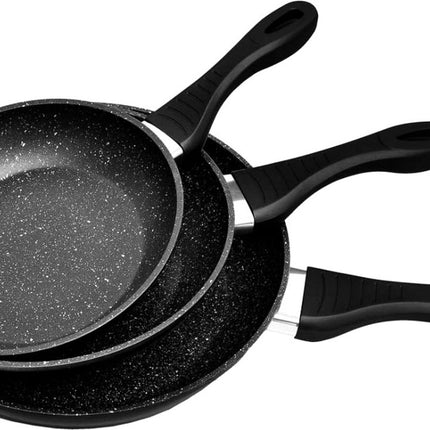 Geschmiedetes gehärtetes Aluminium - Induktionspfannenset - 3-teilig - Hard Marble Antihaftbeschichtung - Ø 20, 24 & 28 cm - Bratpfanne - PFOA-NICKEL FREI