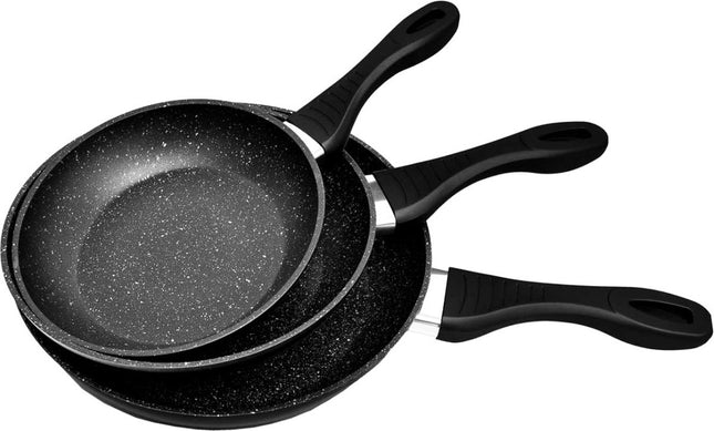 Geschmiedetes gehärtetes Aluminium - Induktionspfannenset - 3-teilig - Hard Marble Antihaftbeschichtung - Ø 20, 24 & 28 cm - Bratpfanne - PFOA-NICKEL FREI