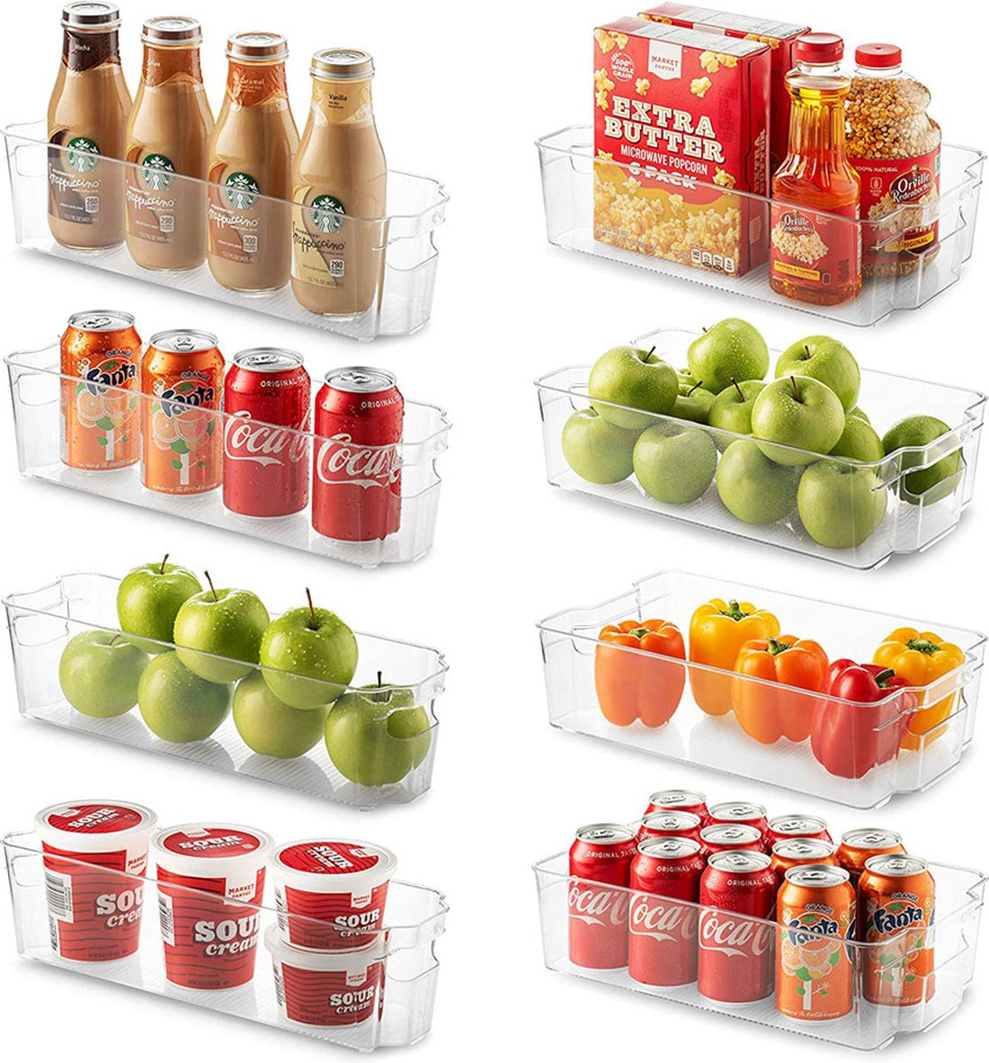 Waal koelkast organizer – doorzichtige bak met handgrepen, 35 x 21 x 9,5 cm – foto 3