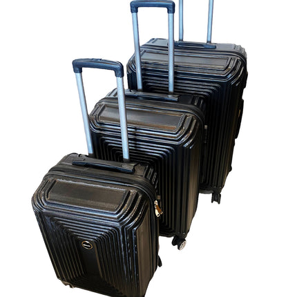 3-teiliges Kofferset - Hartschalenkoffer-Trolley-Set mit TSA-Schloss, schwarz