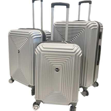 3-teiliges Kofferset - Hartschalen-Trolley-Set mit TSA-Schloss, silber