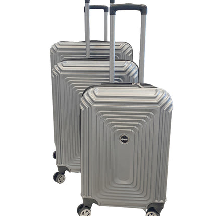 3-teiliges Kofferset - Hartschalen-Trolley-Set mit TSA-Schloss, silber
