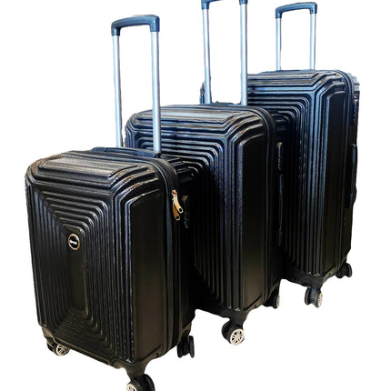 3-teiliges Kofferset - Hartschalenkoffer-Trolley-Set mit TSA-Schloss, schwarz
