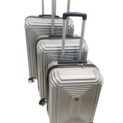 3-teiliges Kofferset - Hartschalen-Trolley-Set mit TSA-Schloss, silber