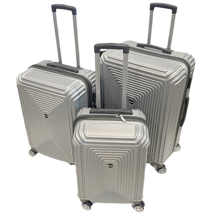 3-teiliges Kofferset - Hartschalen-Trolley-Set mit TSA-Schloss, silber