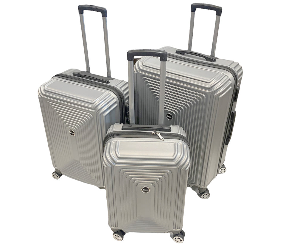 3-delige kofferset hardcase met TSA-slot – zilver, maten S, M en L – foto 2