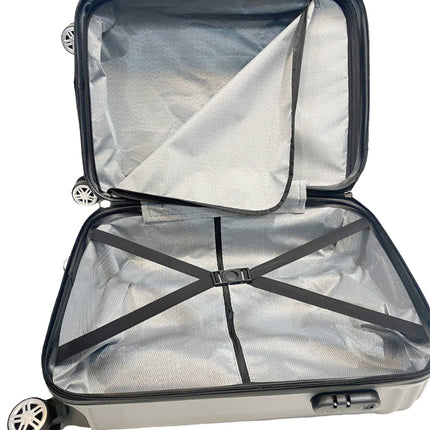 3-teiliges Kofferset - Hartschalen-Trolley-Set mit TSA-Schloss, silber