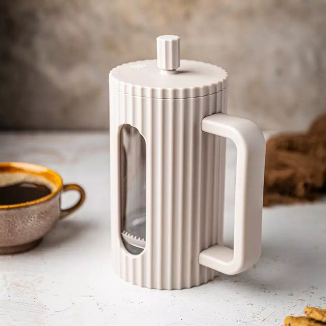 Klausberg KB7754 – Kaffee- und Teebereiter mit Presse – 1 Liter – Beige – Edelstahlfilter und Borosilikatglas – Geeignet für Kaffee, Tee und Kräuter
