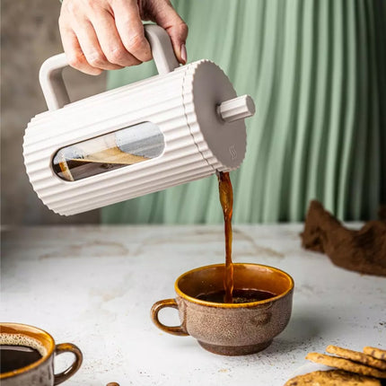 Klausberg KB7754 – Kaffee- und Teebereiter mit Presse – 1 Liter – Beige – Edelstahlfilter und Borosilikatglas – Geeignet für Kaffee, Tee und Kräuter