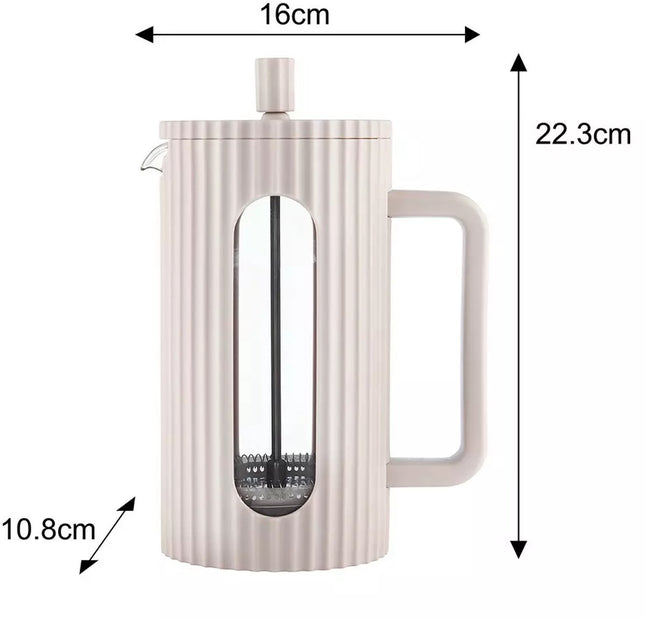 Klausberg KB7754 – Kaffee- und Teebereiter mit Presse – 1 Liter – Beige – Edelstahlfilter und Borosilikatglas – Geeignet für Kaffee, Tee und Kräuter