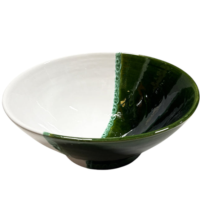 Marokkaans groen geglazuurd kom groen-wit 25x10 cm