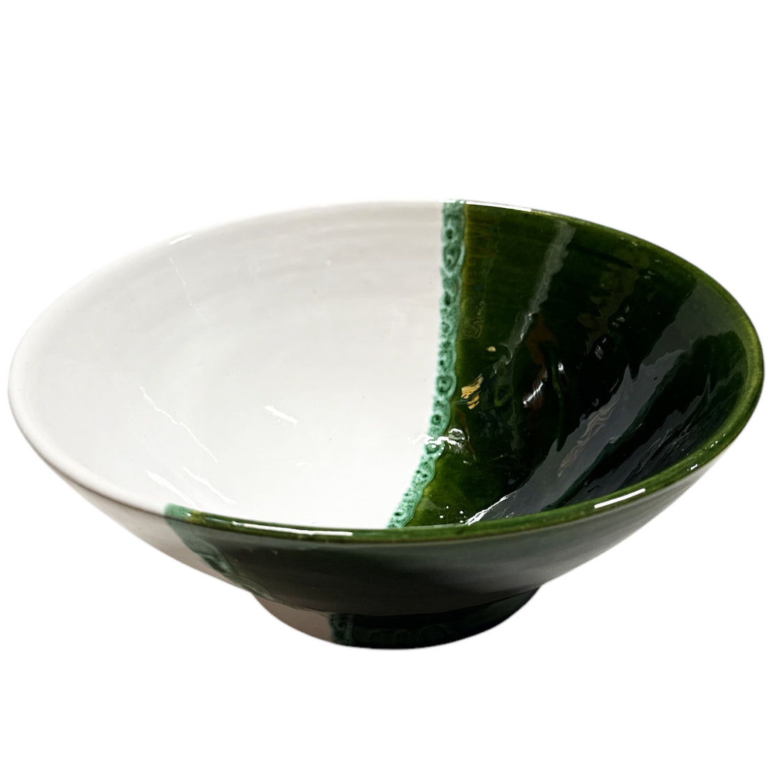 Moroccan Glazed Bowl – Green-White – 20 x 9 cm