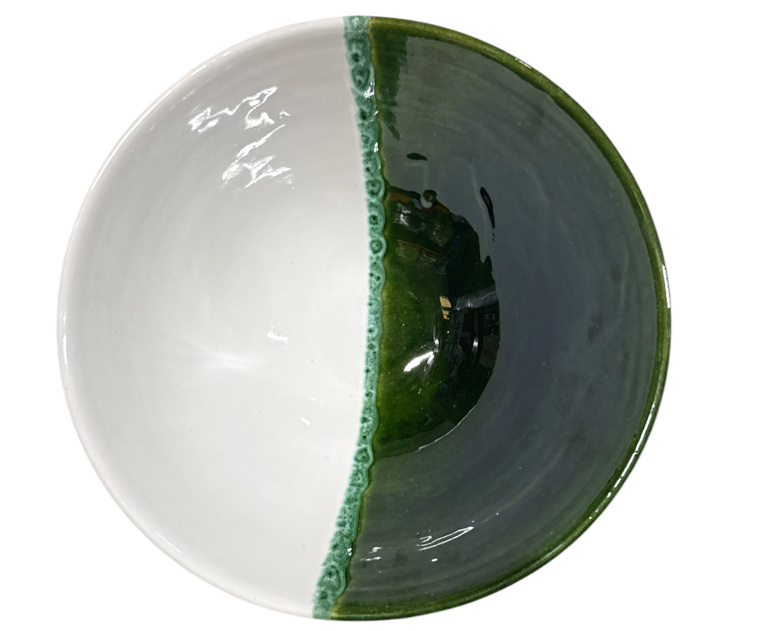 Moroccan Glazed Bowl – Green-White – 20 x 9 cm
