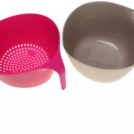 Schüssel- und Sieb-Set – 4 Liter, Grau und Rosa, hochwertiger Kunststoff – Robustes und praktisches Küchengeschirr